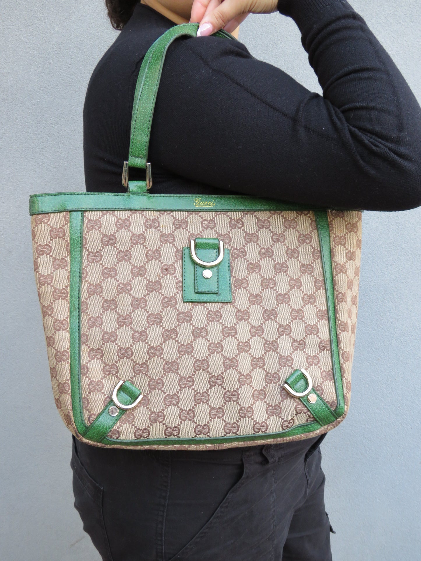 Bootleg Gucci Monogram Green Tote Bag