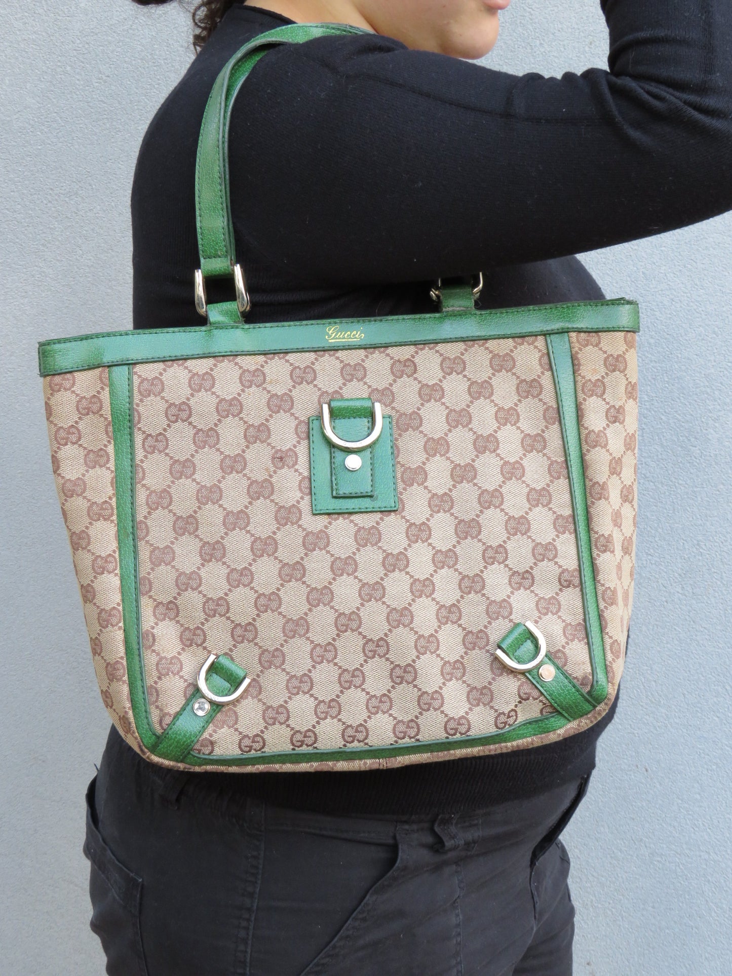 Bootleg Gucci Monogram Green Tote Bag