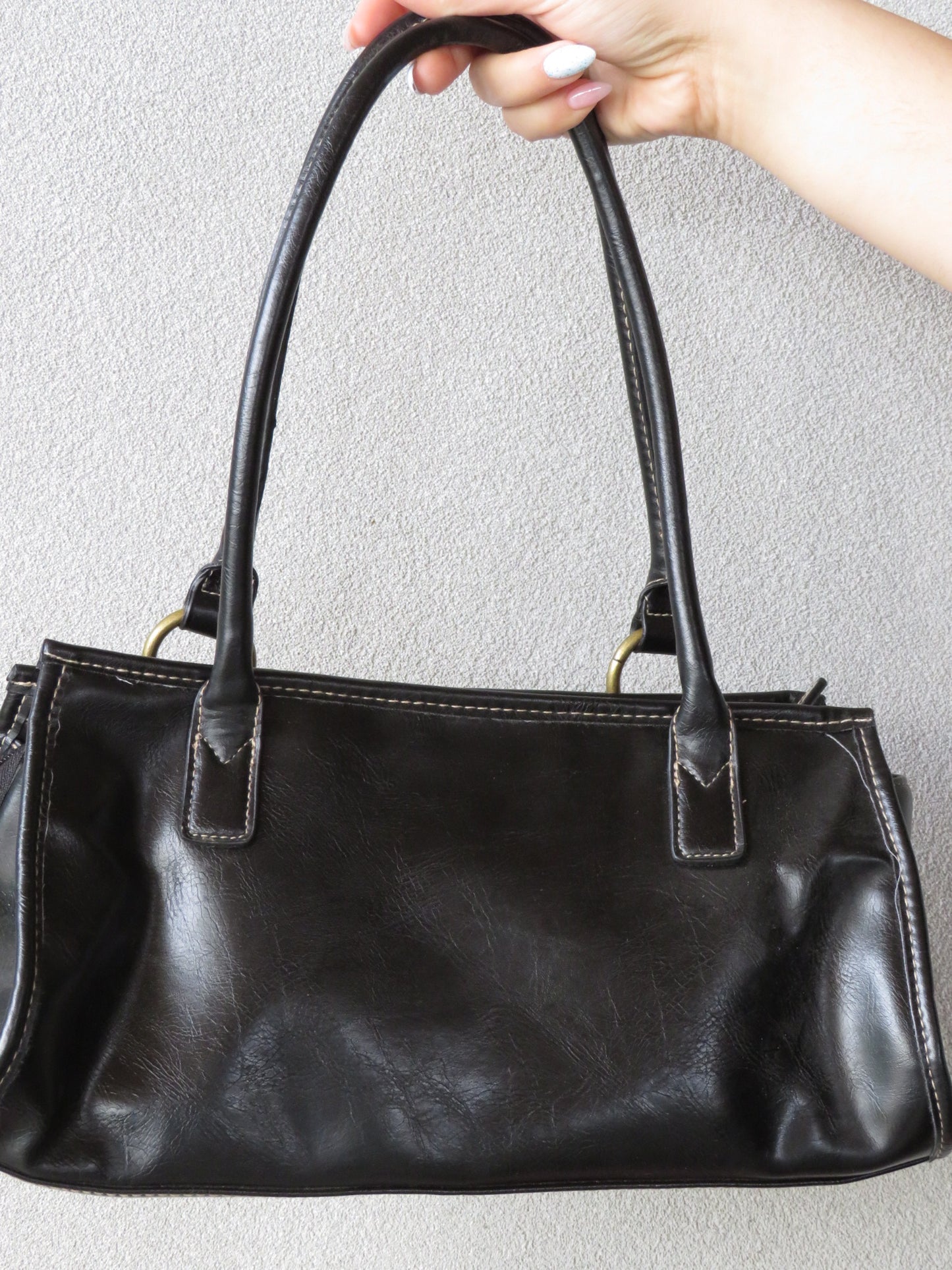 Black Leather Buckle Bag