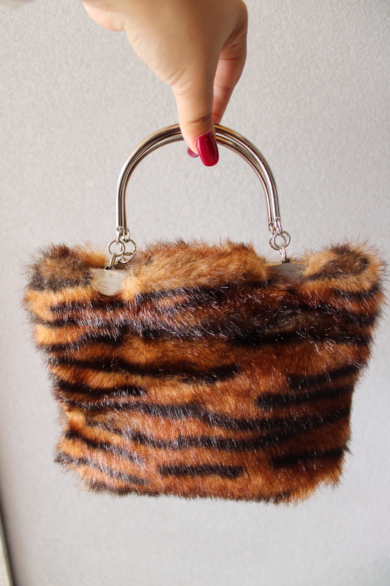 Tiger Print Faux Fur Bag