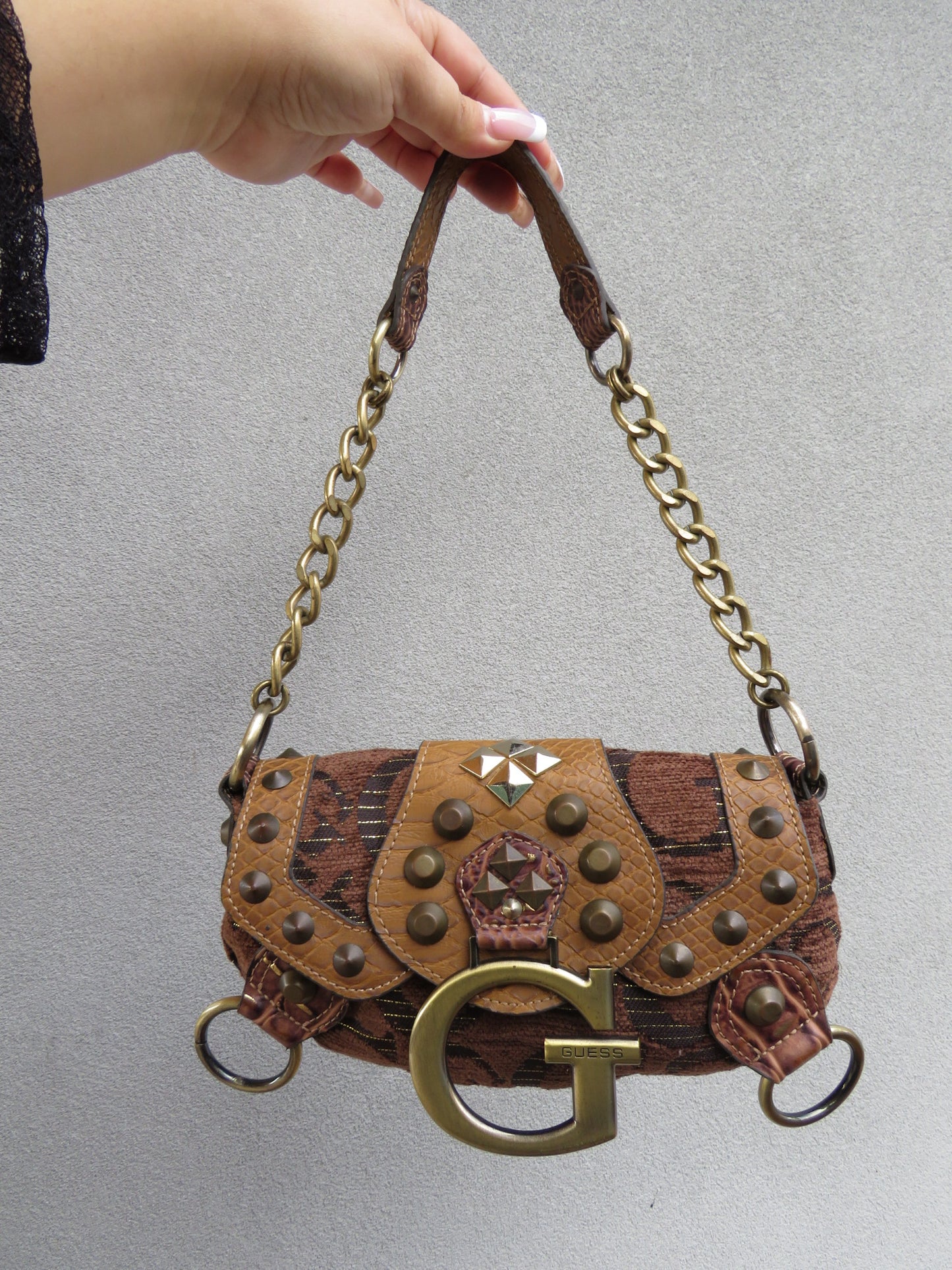 Guess Multi textured Brown Bag