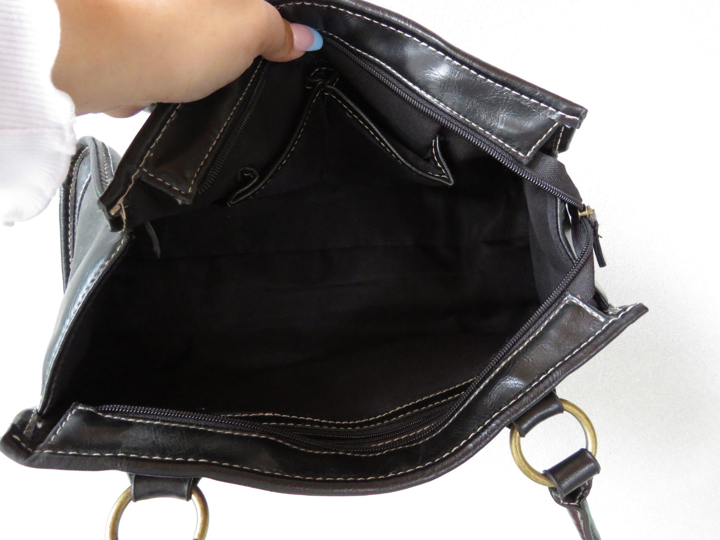Black Leather Buckle Bag