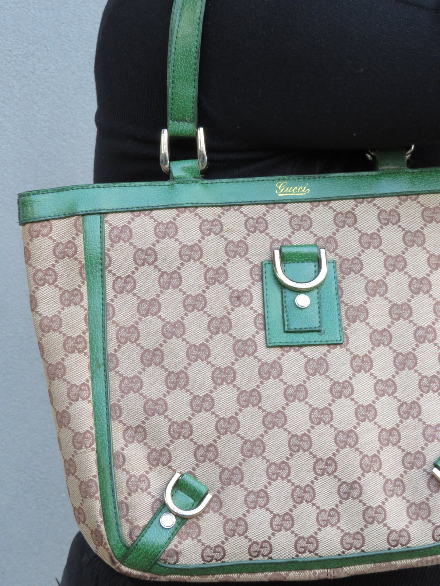 Bootleg Gucci Monogram Green Tote Bag