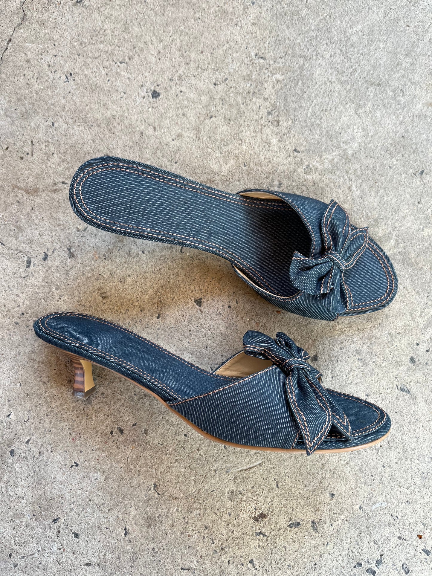 Denim Bow Kitten Heels