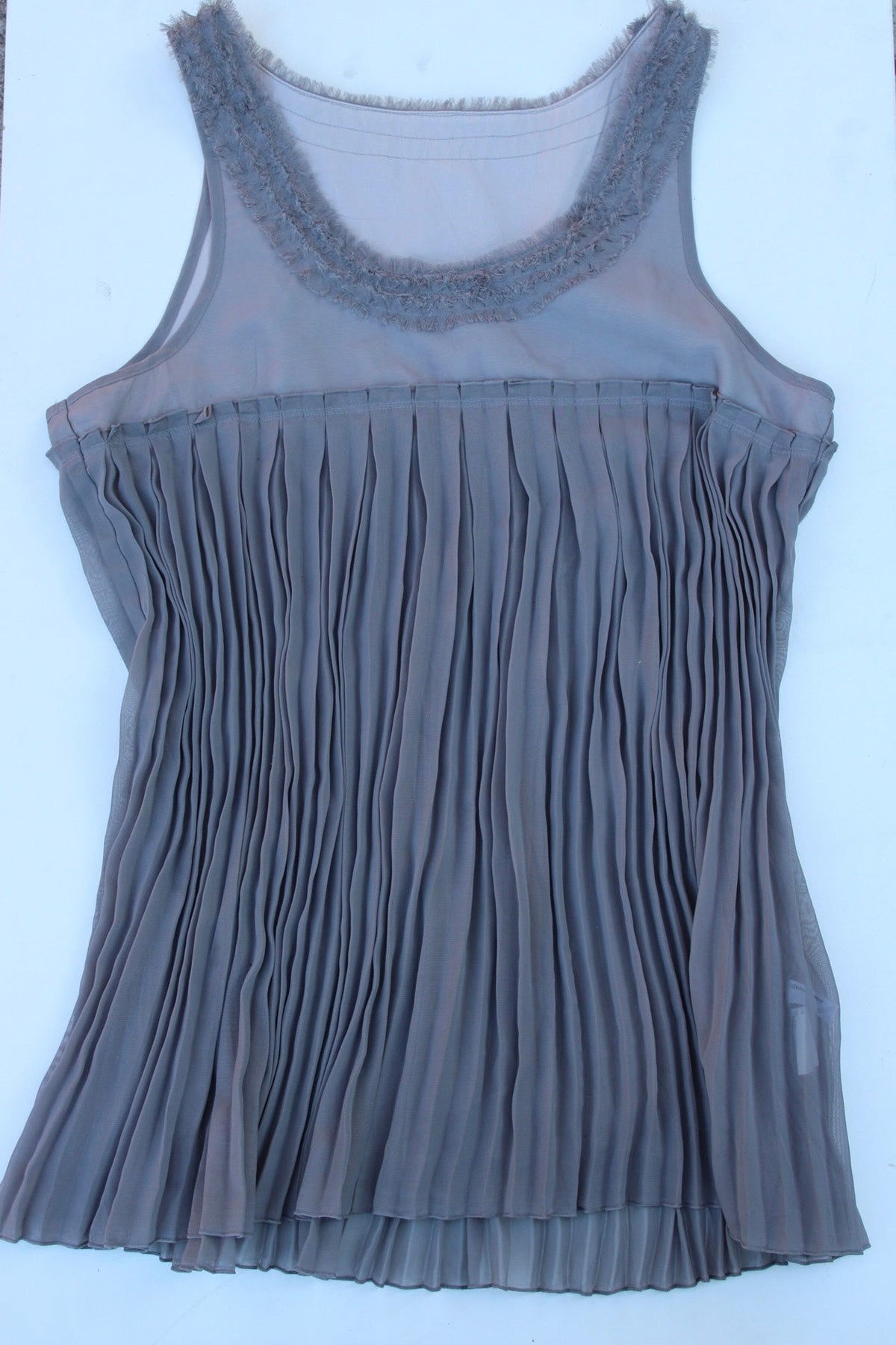 Grey Ruffle Pleated Top