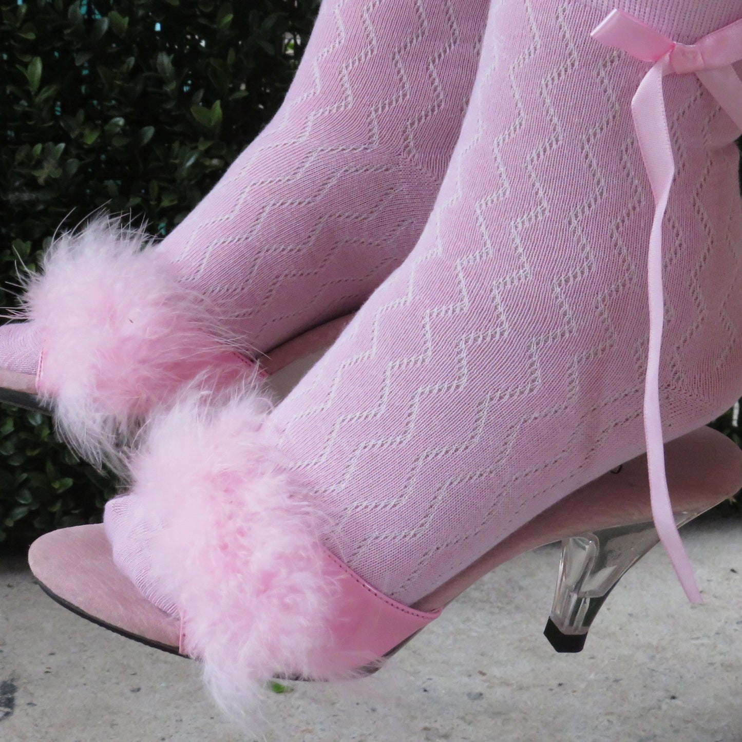Pink Feather Kitten Heel