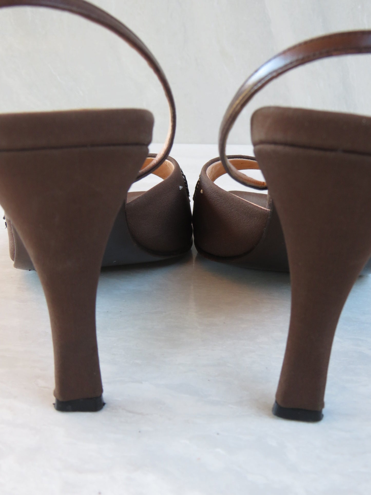 Prada Embroidered Peep-toe Heel