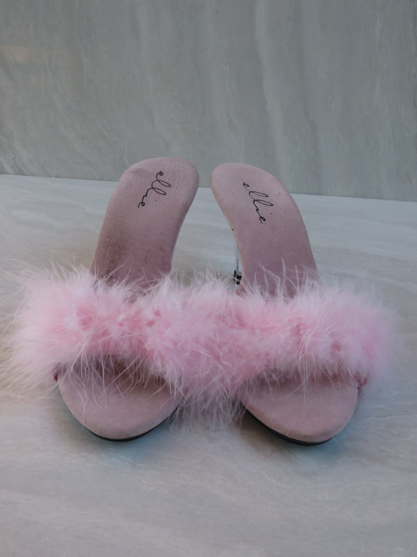 Pink Feather Kitten Heel