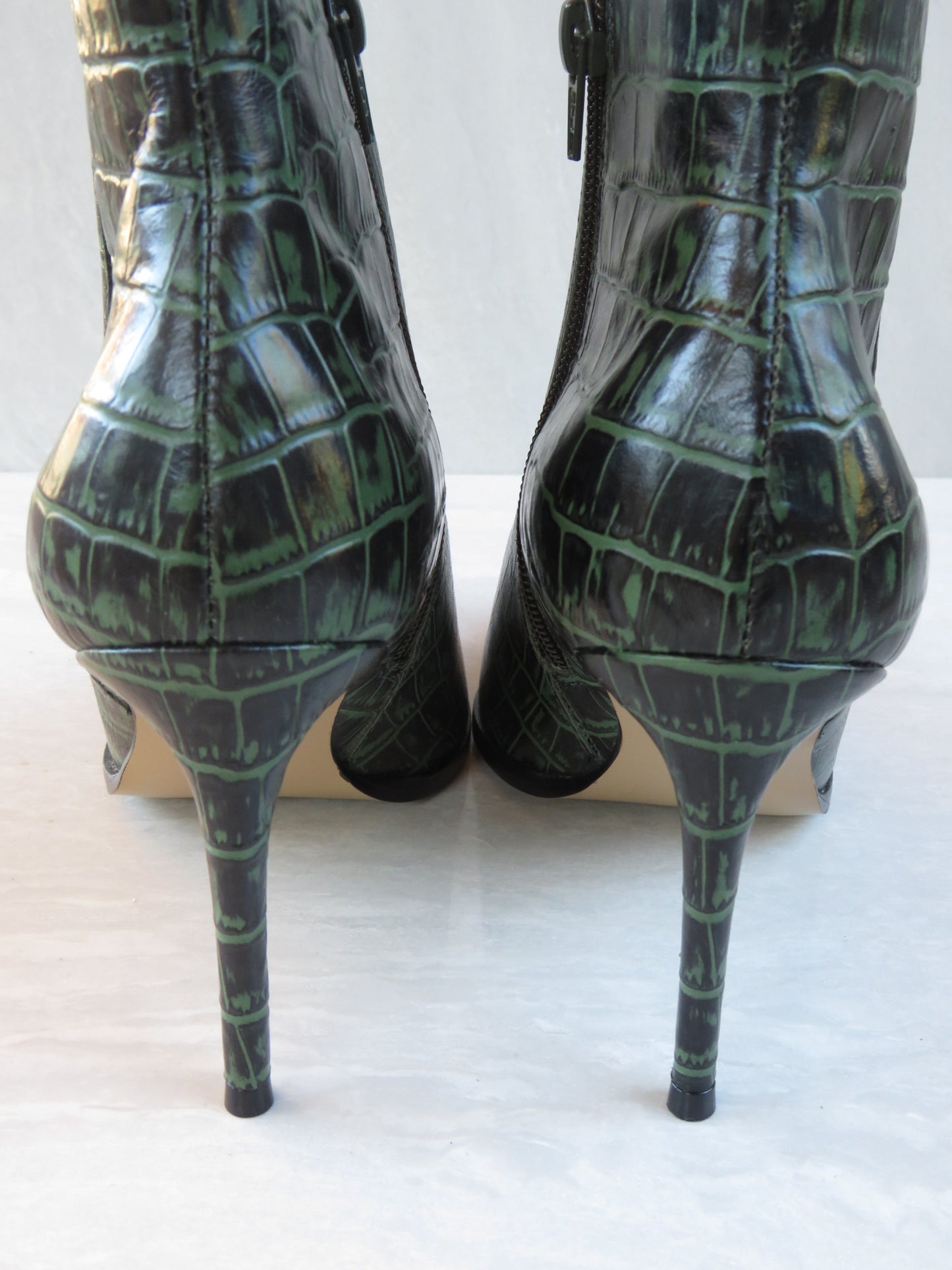 Milano Croc Leather Heeled Ankle Boots