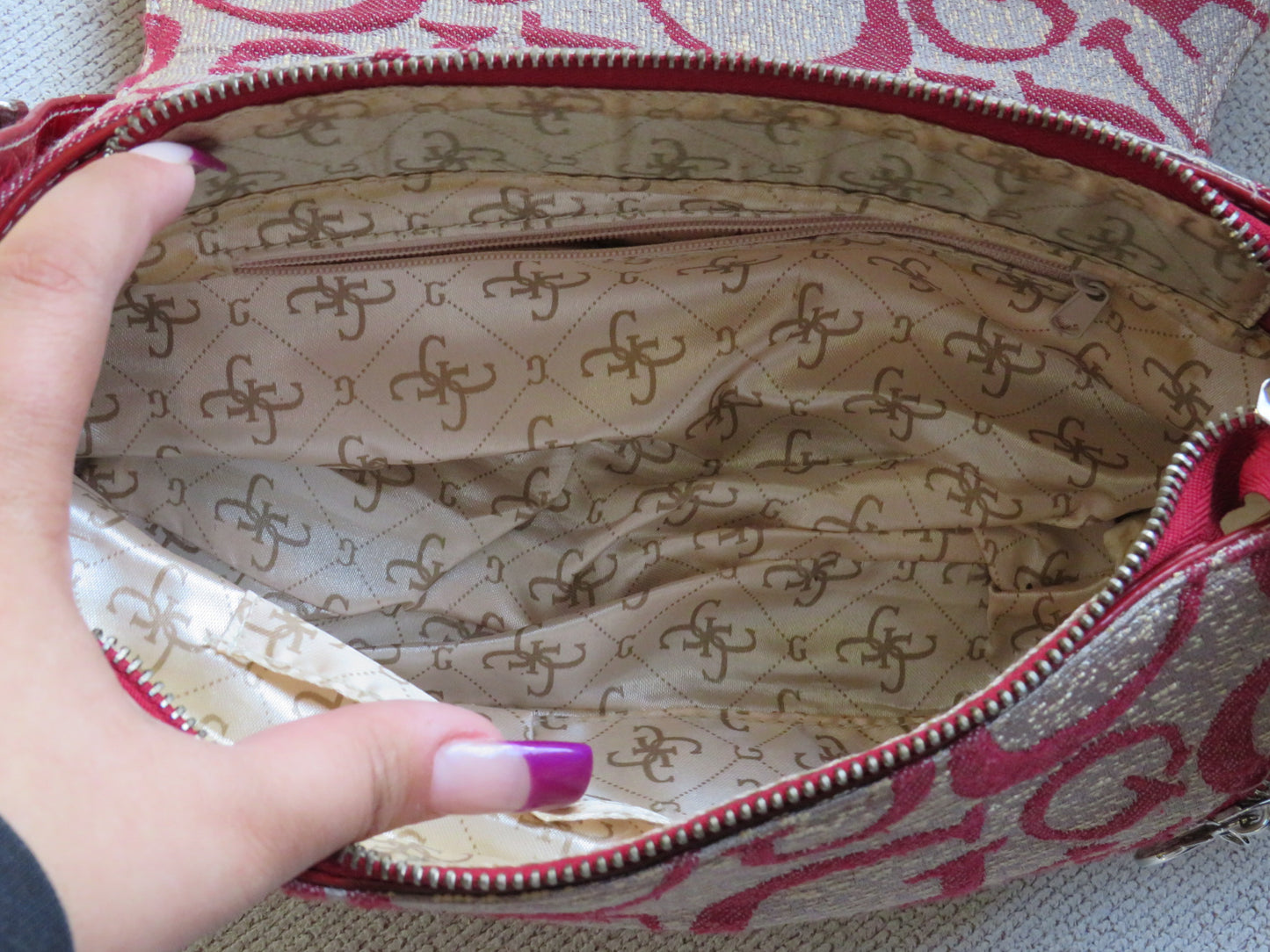 Red Monogram Guess Bag