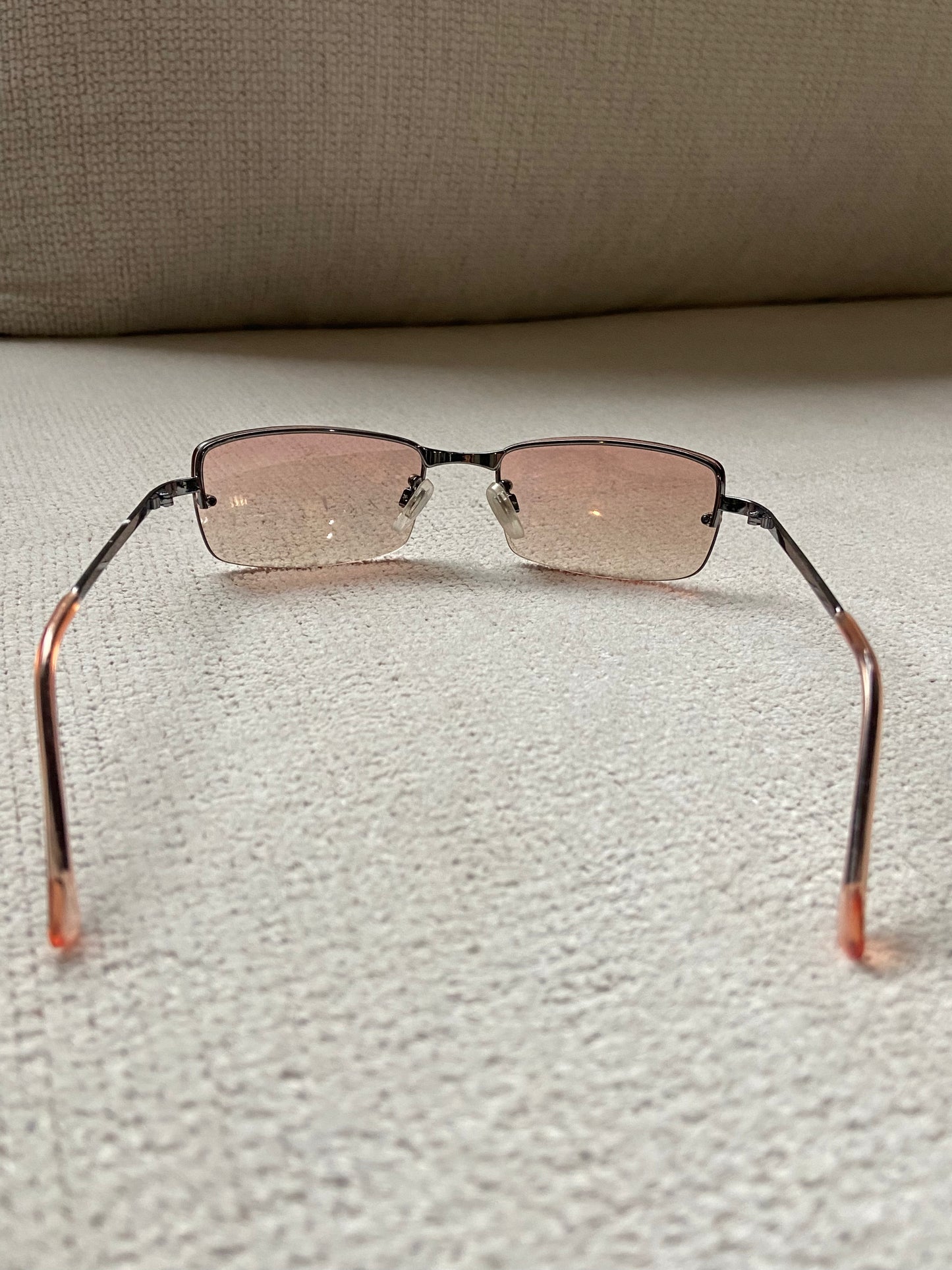 Burnt Pink square frameless sunglasses