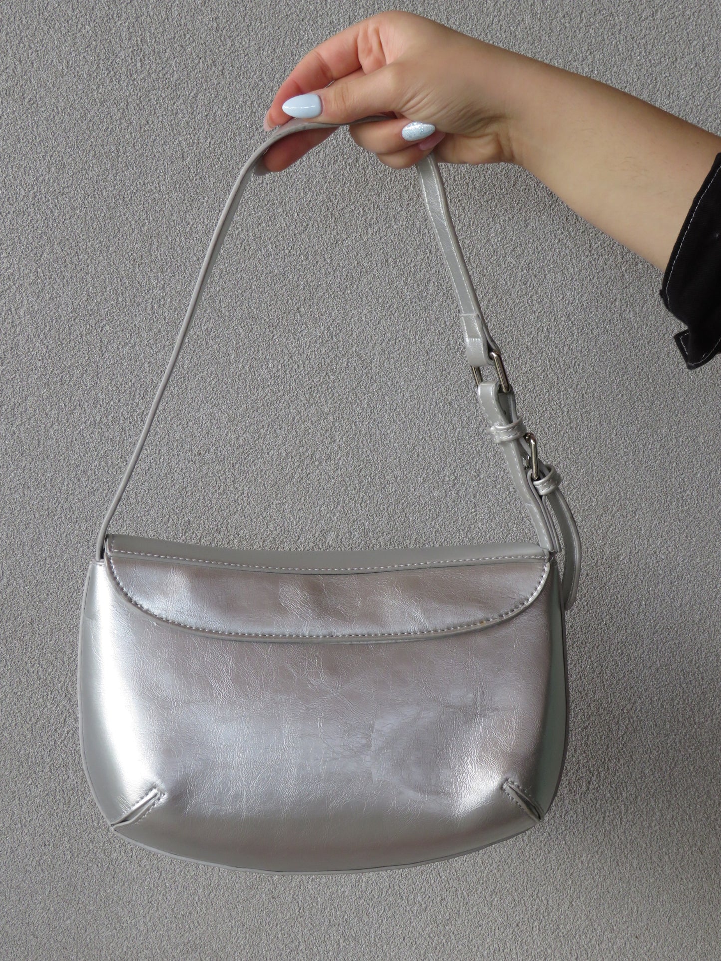 Chrome Silver Buckle Bag