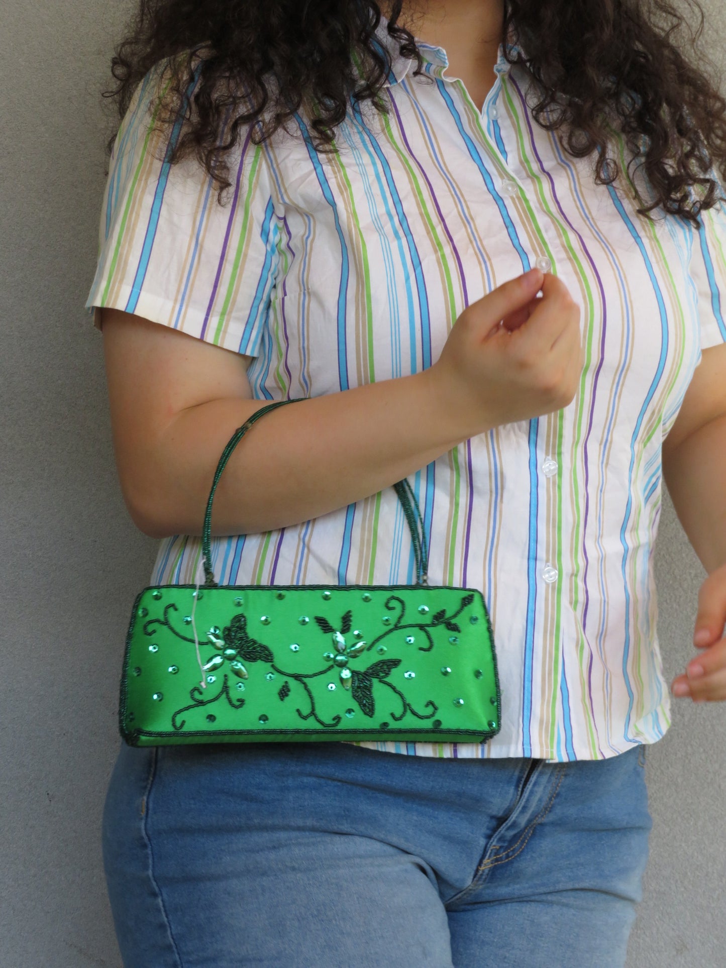 Green Beaded Handbag