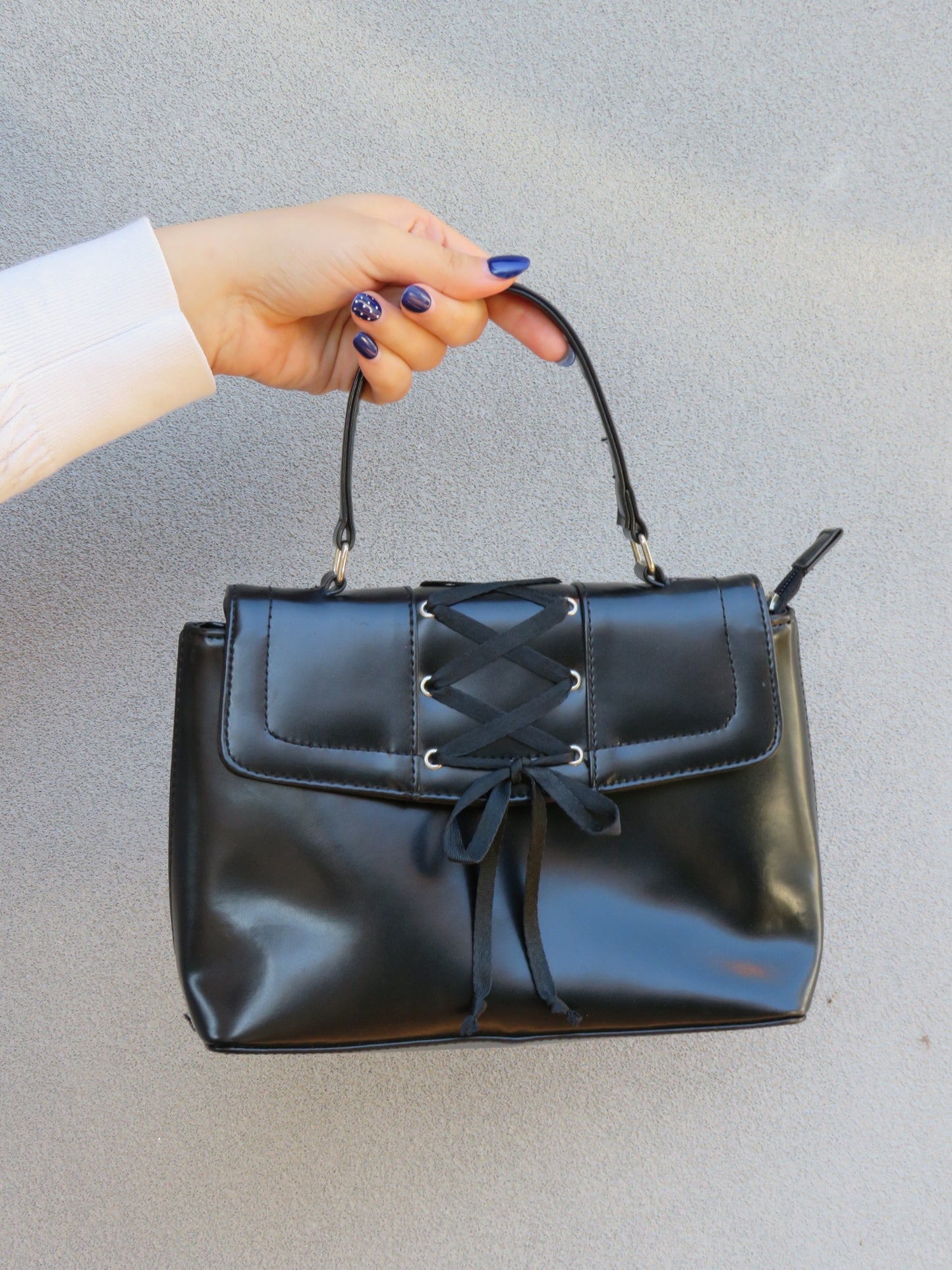 Lace Up Black Bag