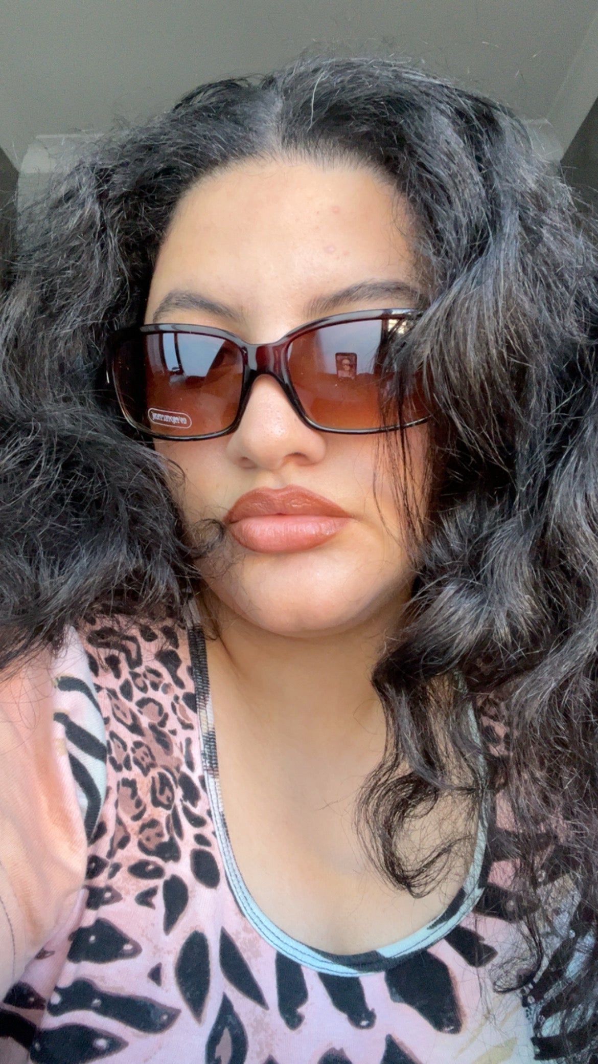 Brown Rectangle Shaped Sunglasses