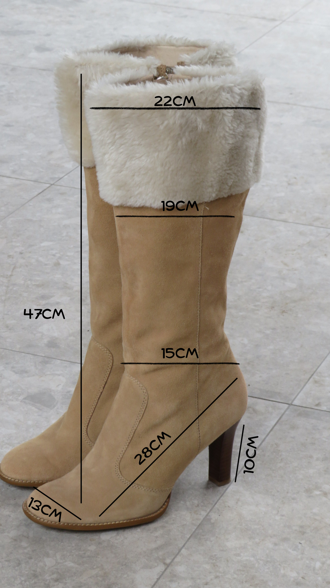 Suede Fur Heel Boots