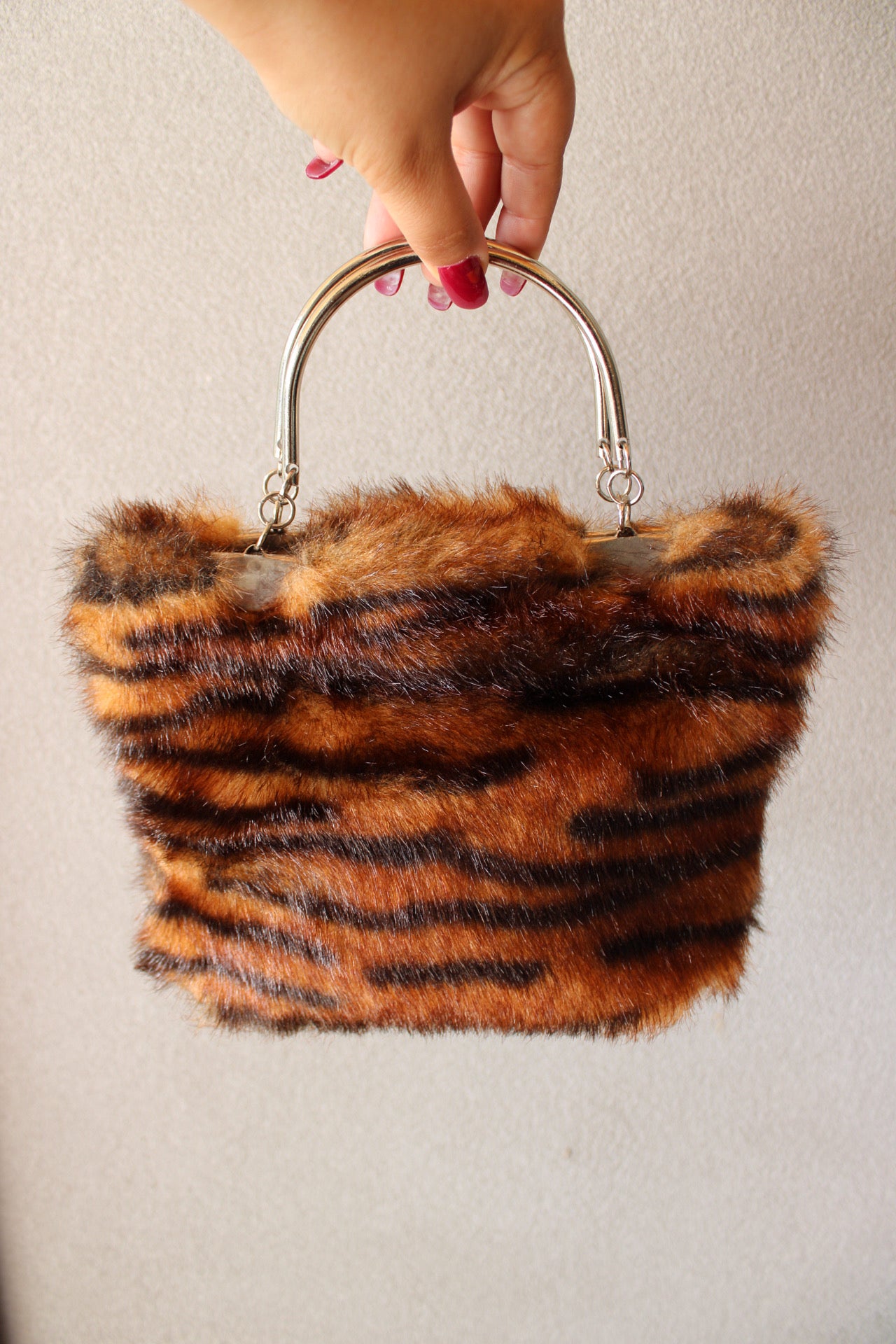 Tiger Print Faux Fur Bag