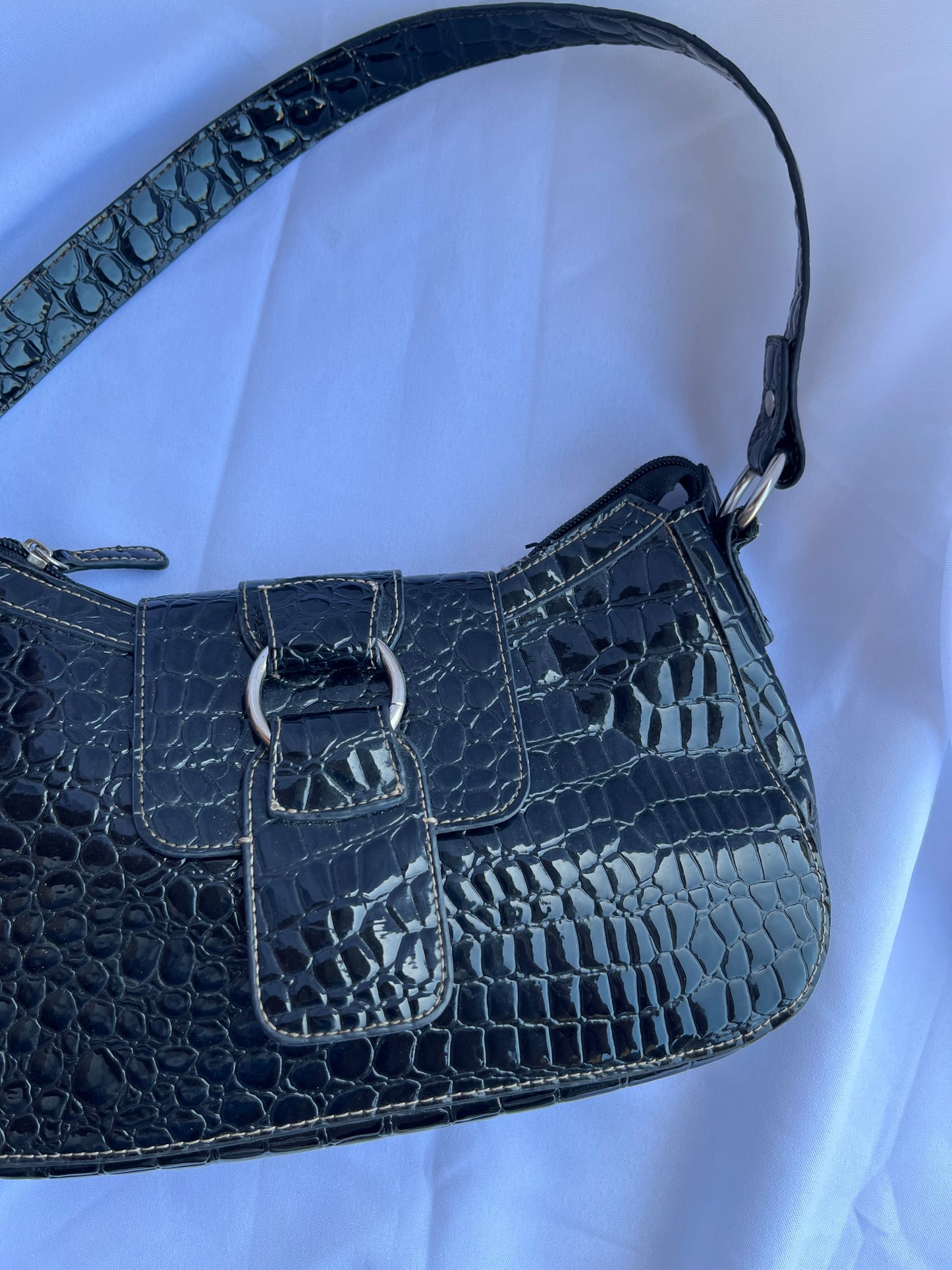 Croc Leather Shoulder Bag