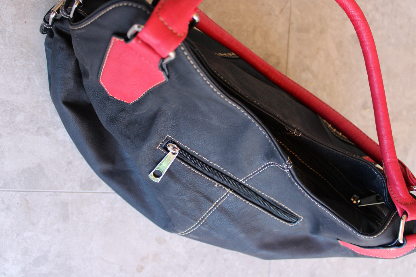 Red and Black Leather Bag