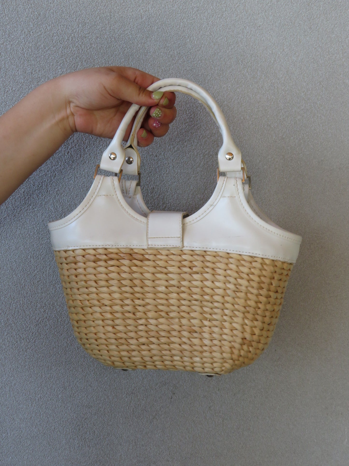 Straw Buckle White Bag