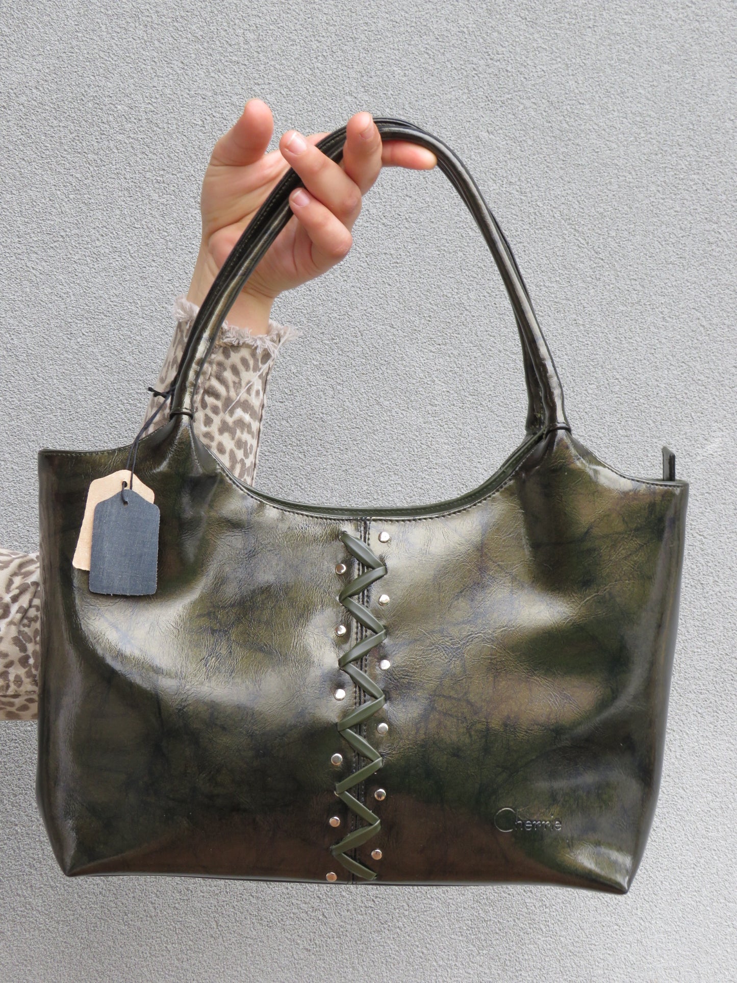 Khaki Lace Up Bag