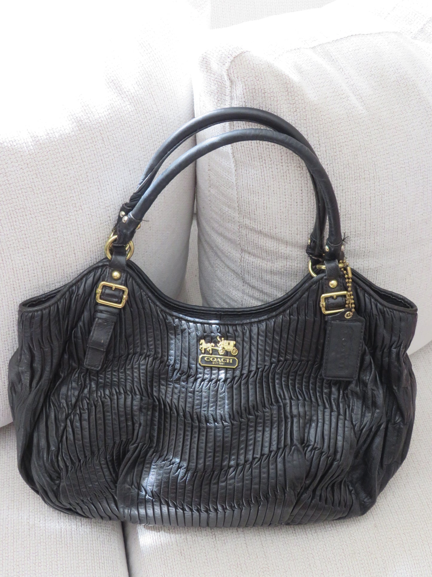 Black Pleated Coach Bag
