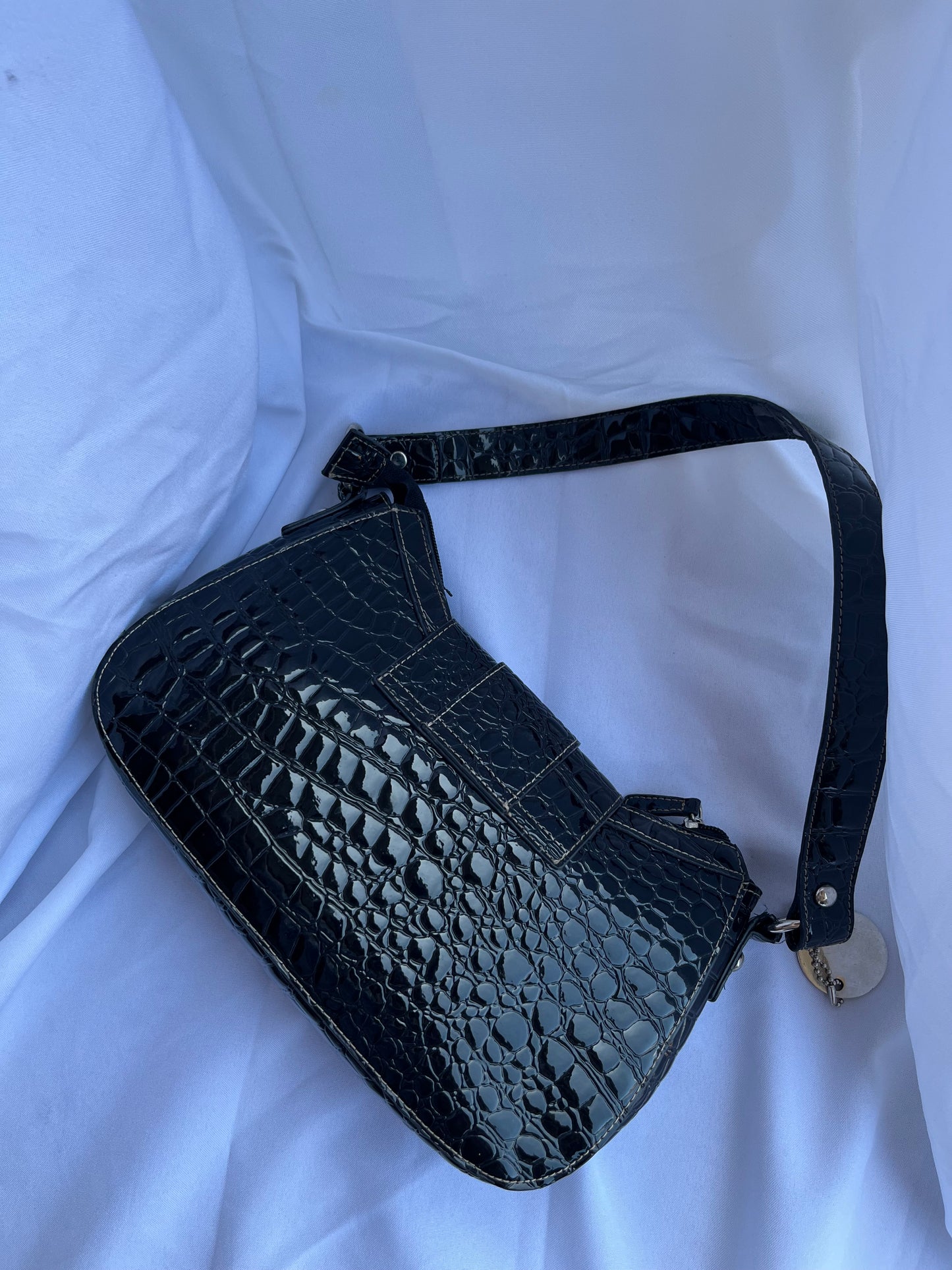 Croc Leather Shoulder Bag