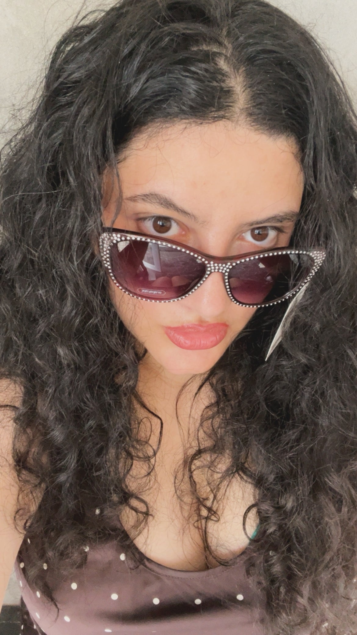 Burgundy Rhinestoned Sunglasses