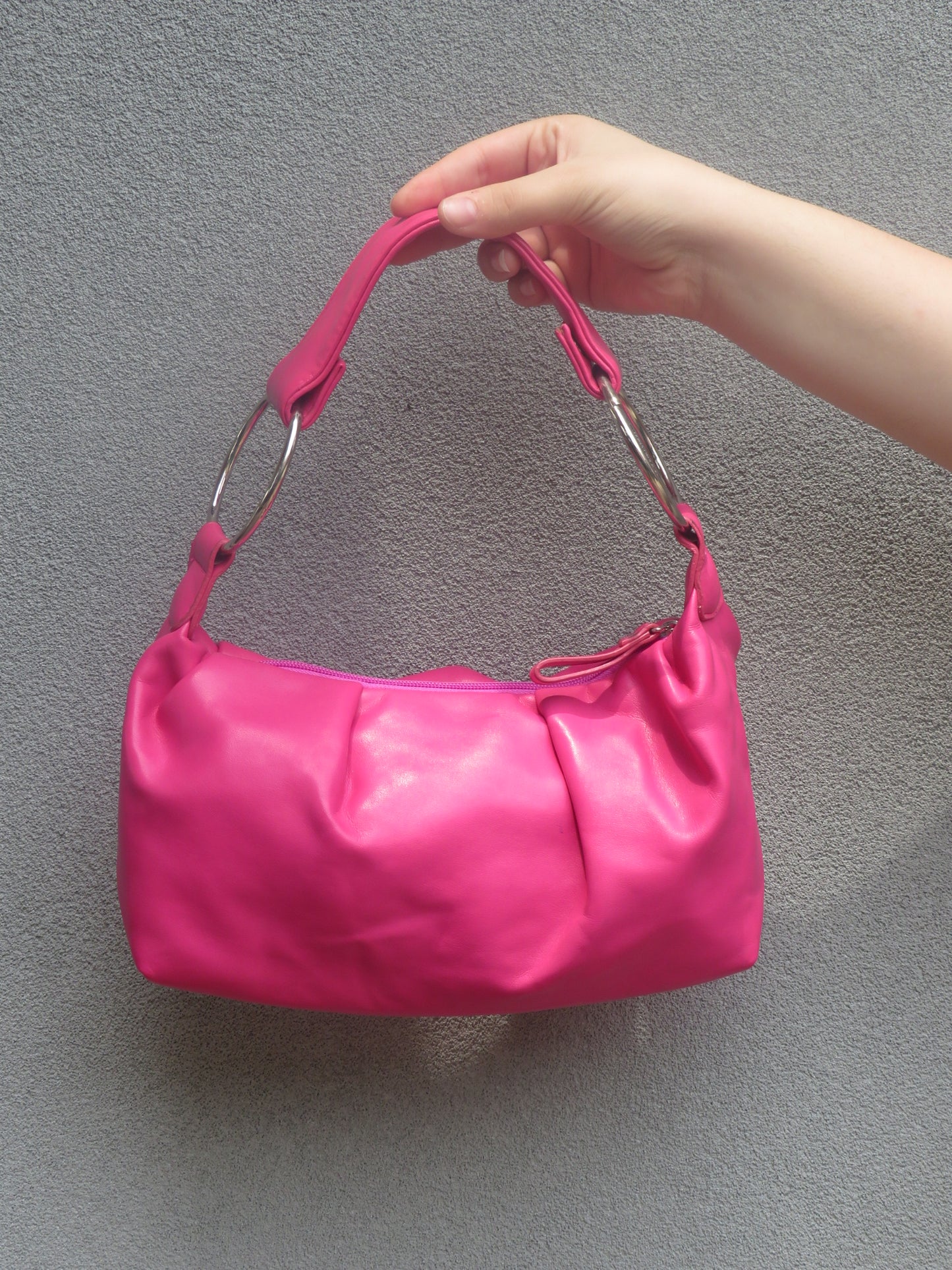 Pink Faux Leather Bag