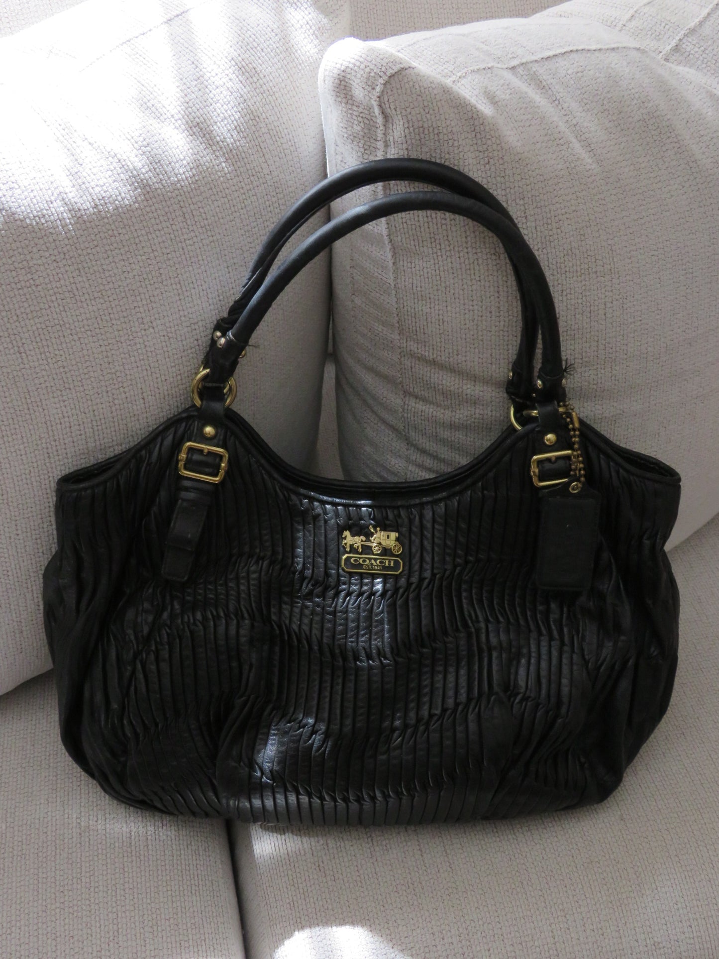 Black Pleated Coach Bag