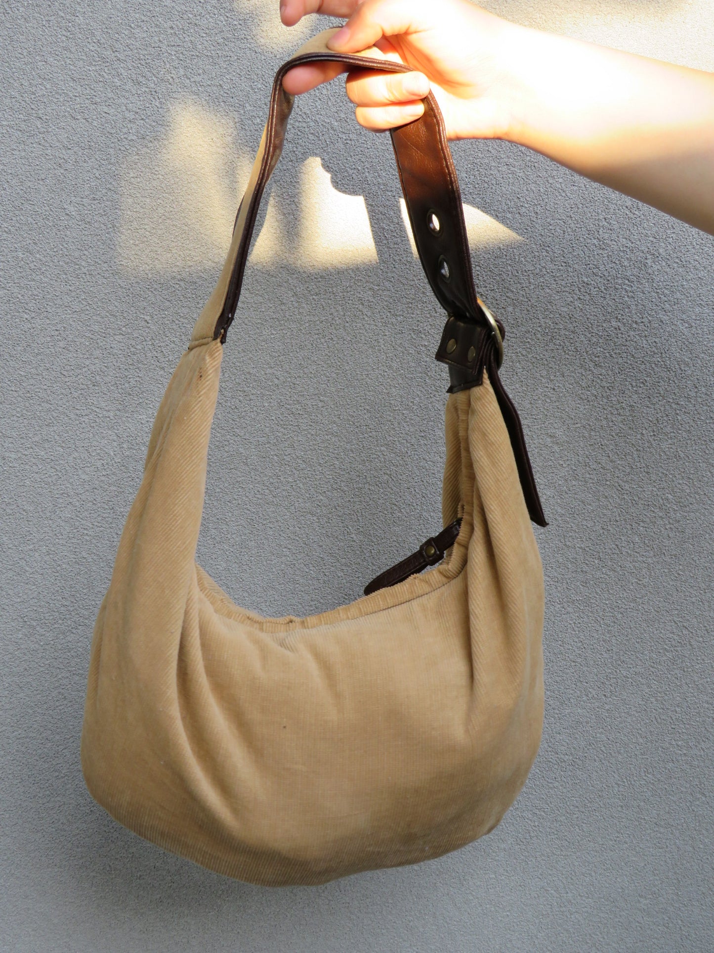 Corduroy Buckle Shoulder Bag