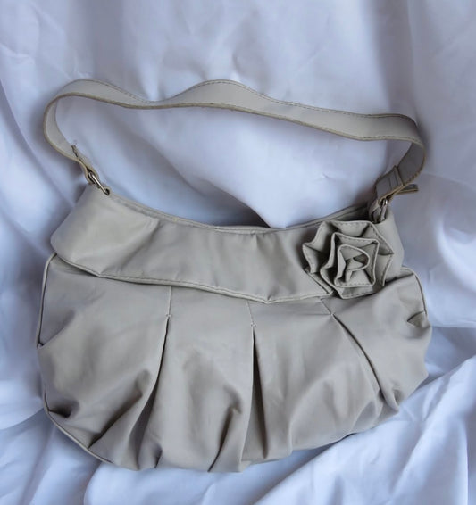 Grey Flower Pleated Bag