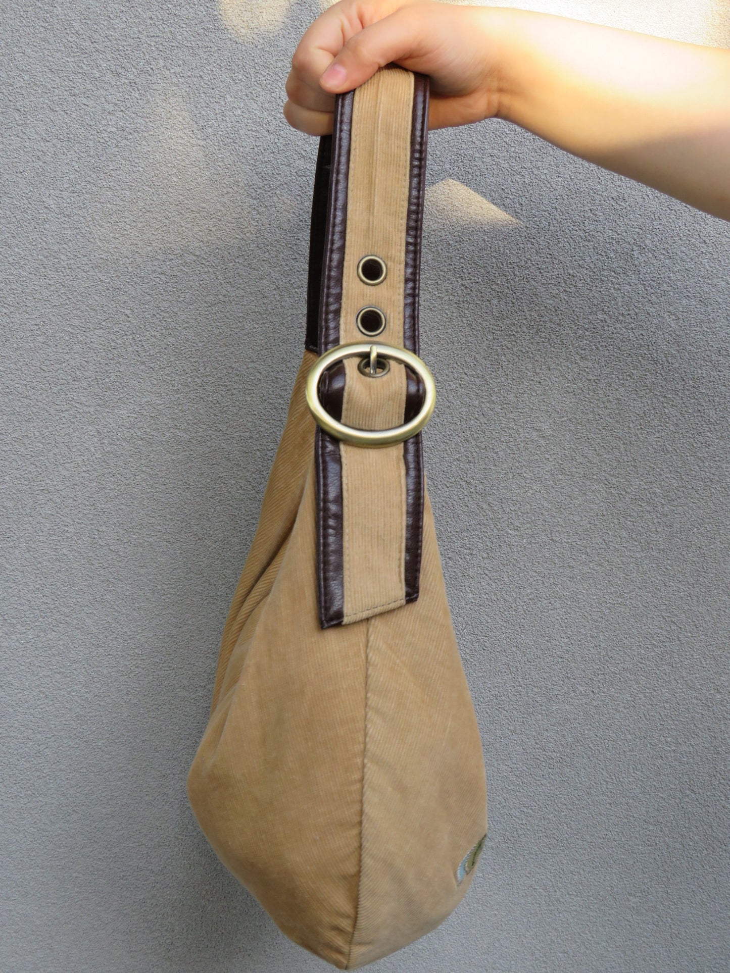 Corduroy Buckle Shoulder Bag