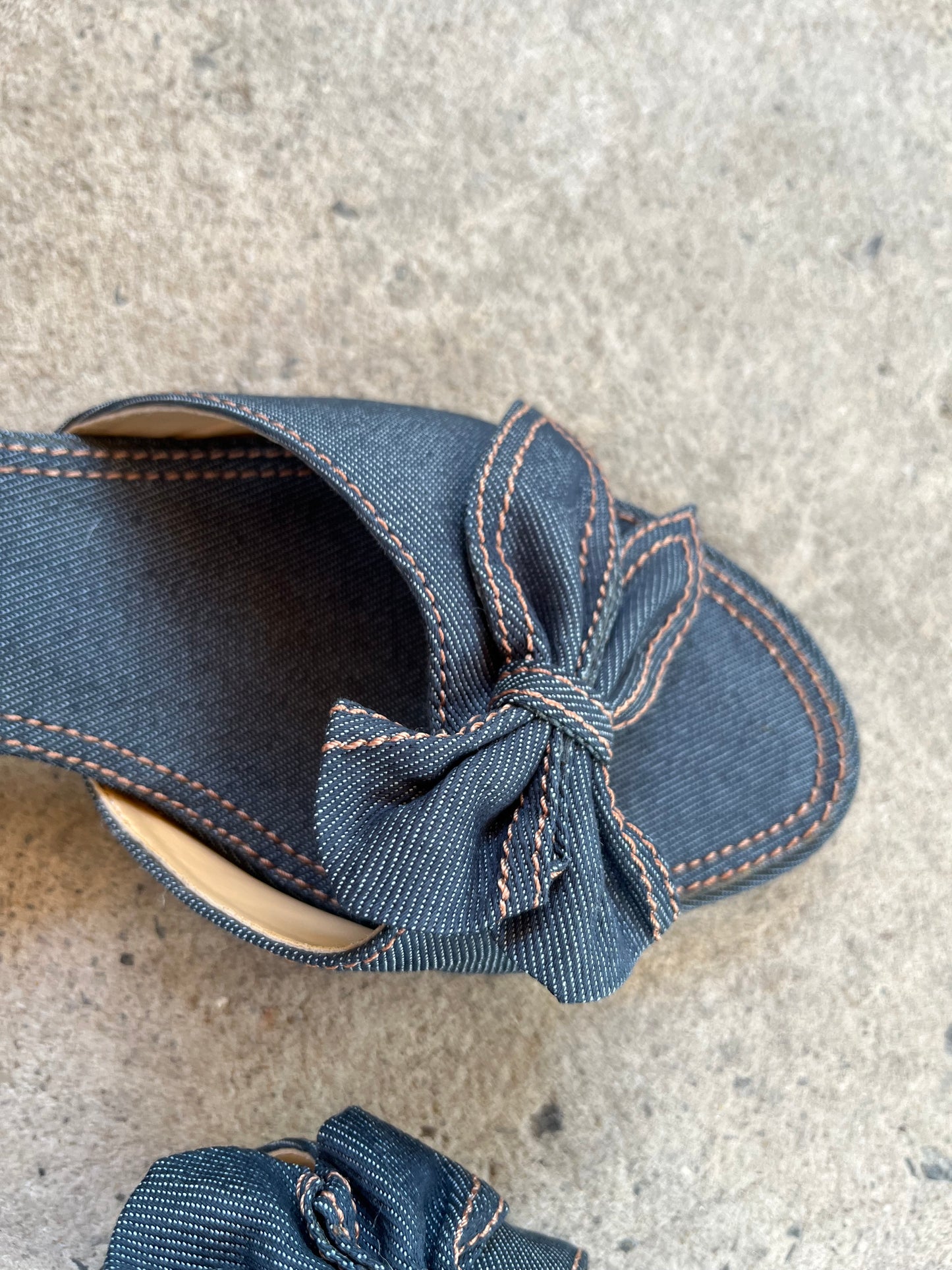 Denim Bow Kitten Heels