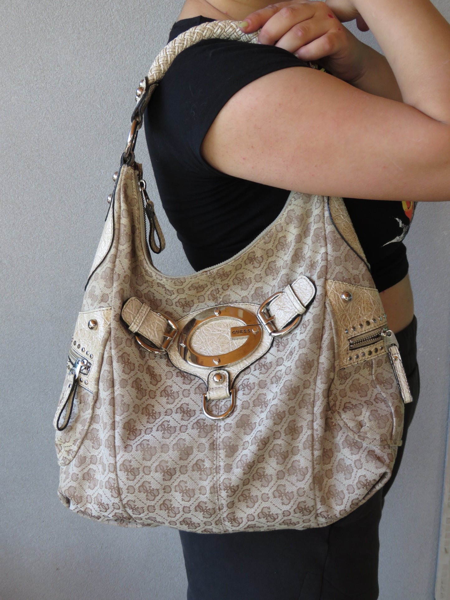Guess Beige Monogram Bag