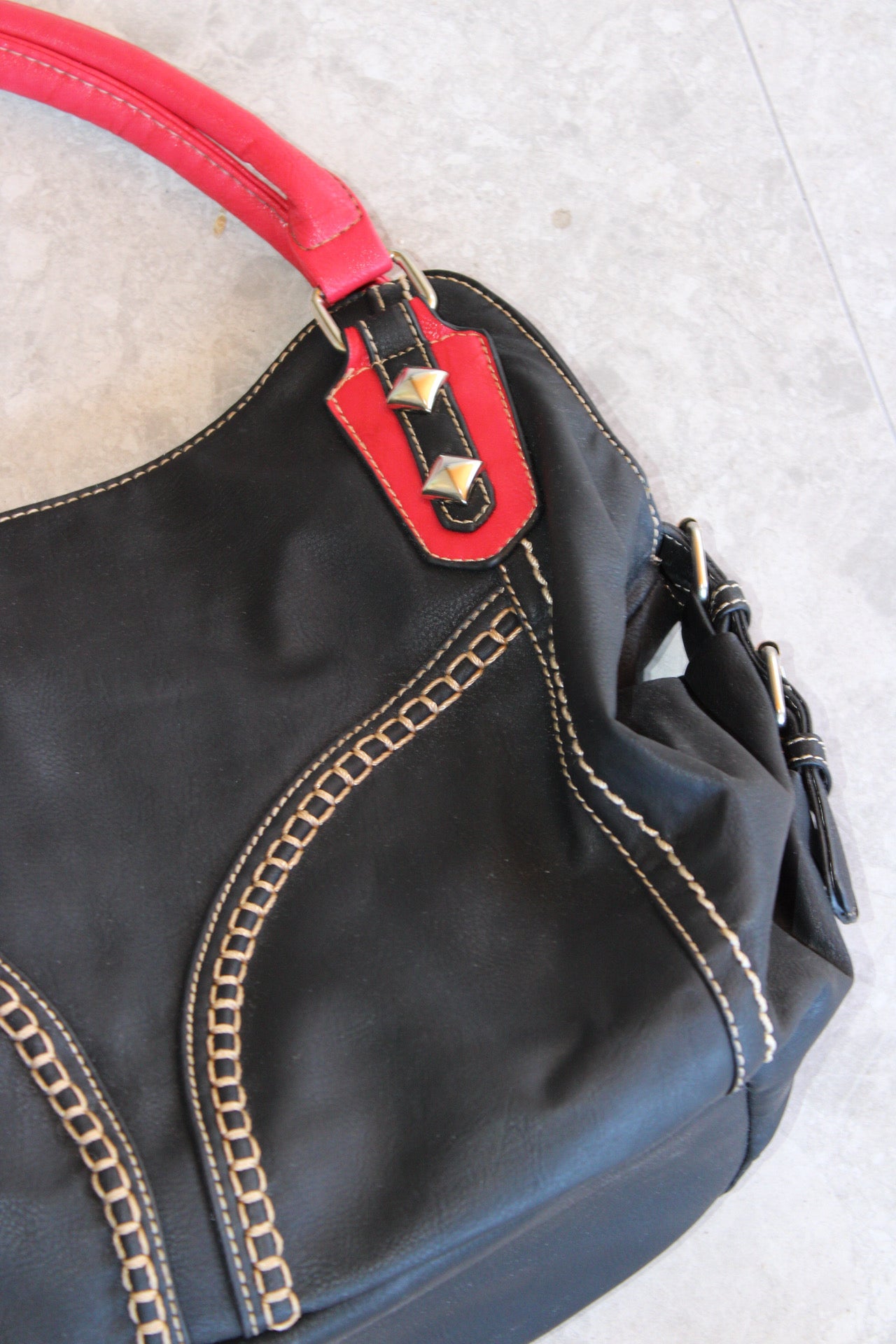 Red and Black Leather Bag