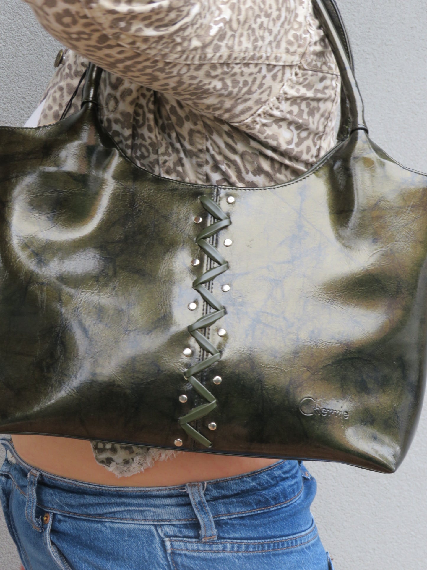 Khaki Lace Up Bag