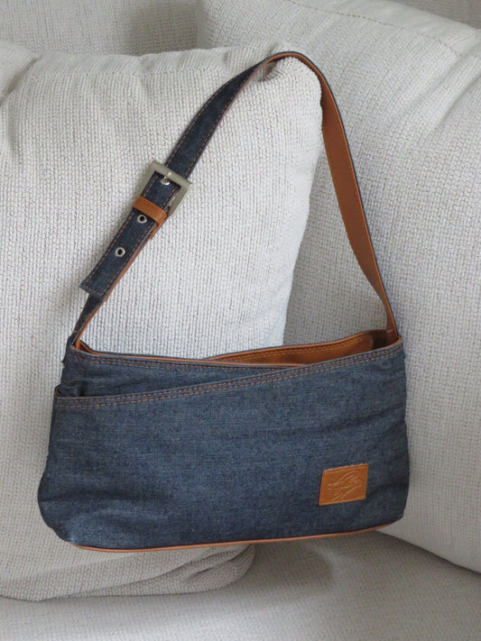 Denim Brown Buckle Bag