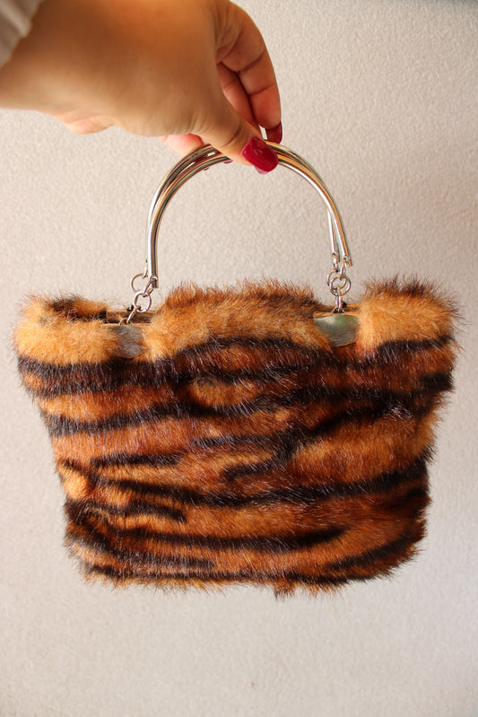 Tiger Print Faux Fur Bag