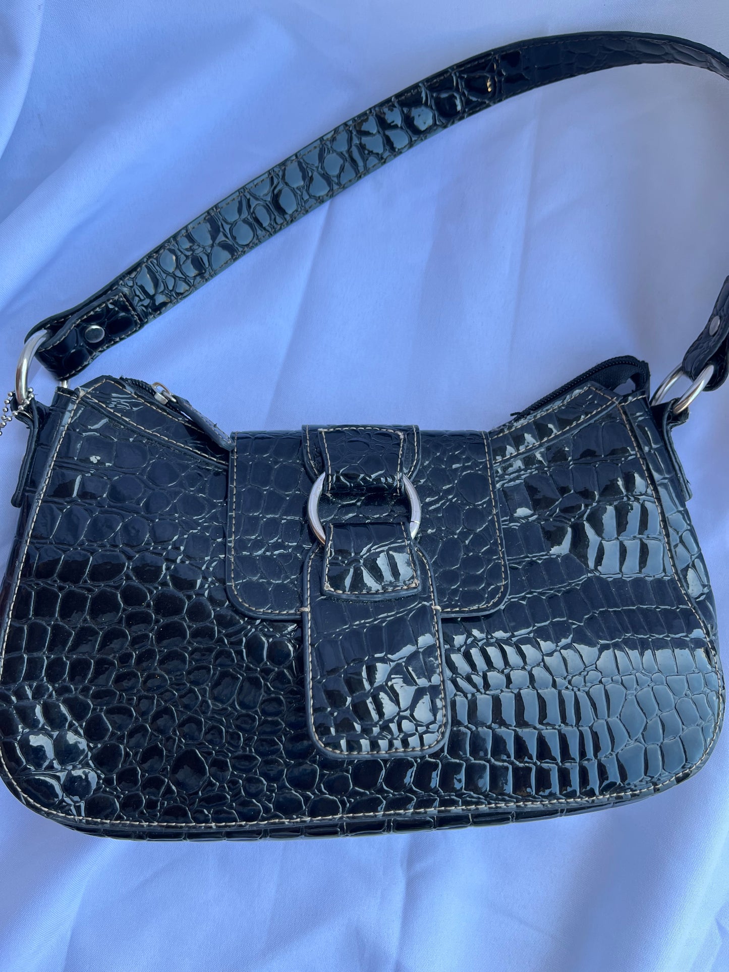 Croc Leather Shoulder Bag