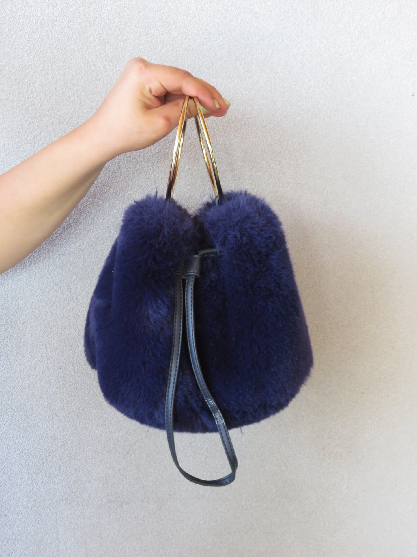 Royal blue fur handbag