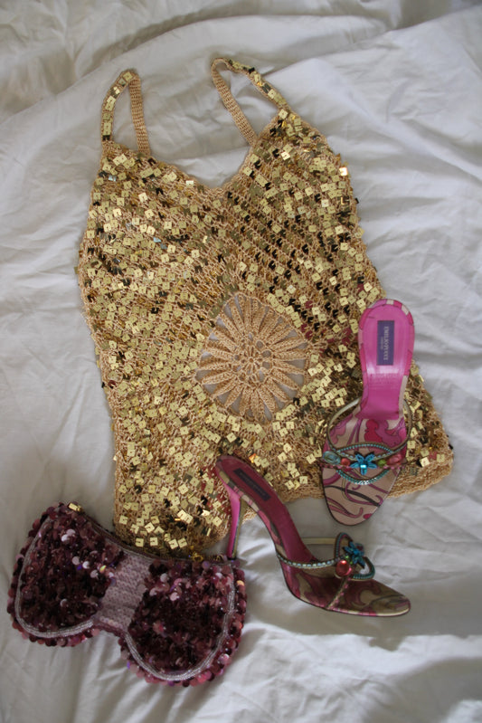 Gold Embellished Sequin Cami