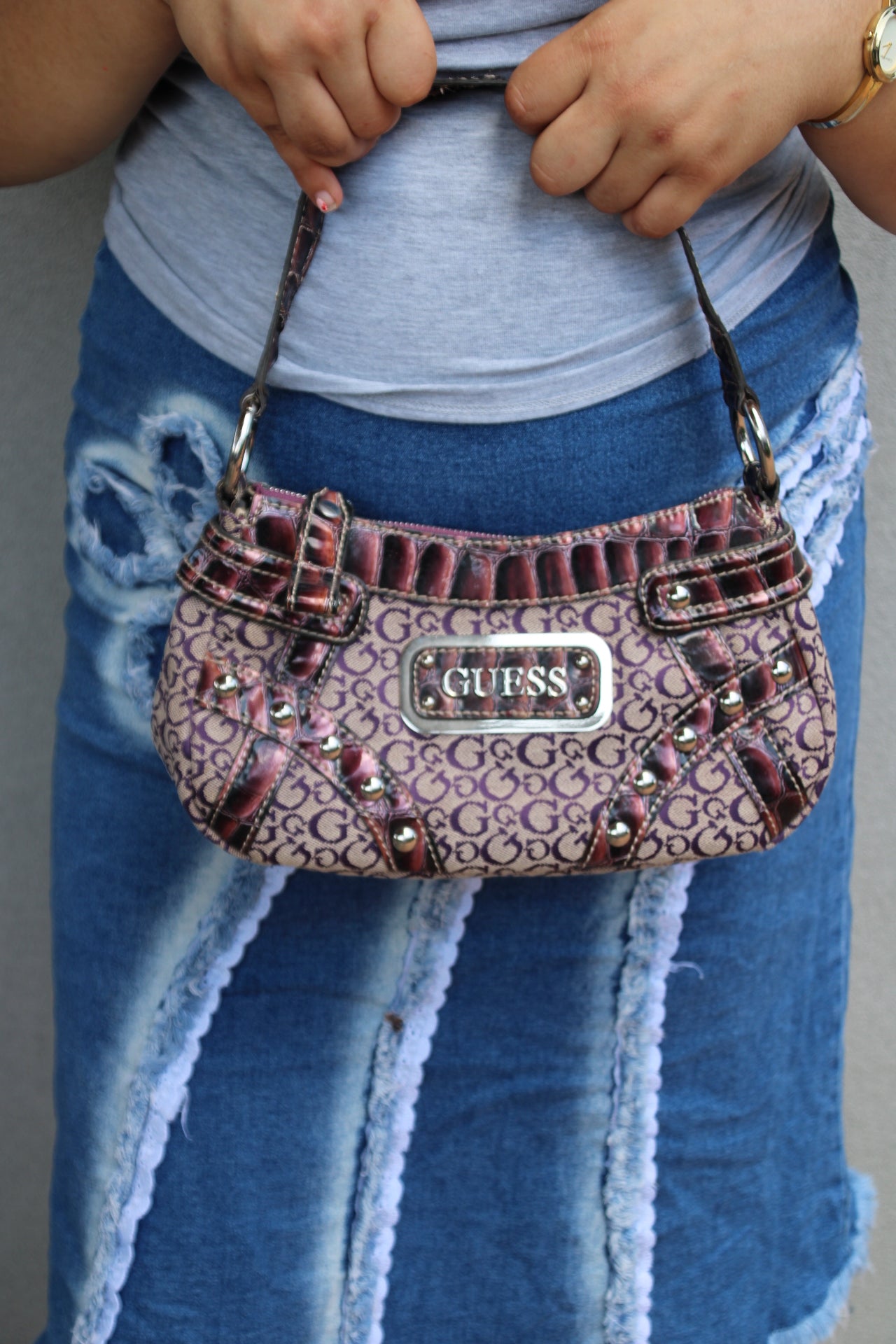 vintage Guess Monogram Shoudler Bag