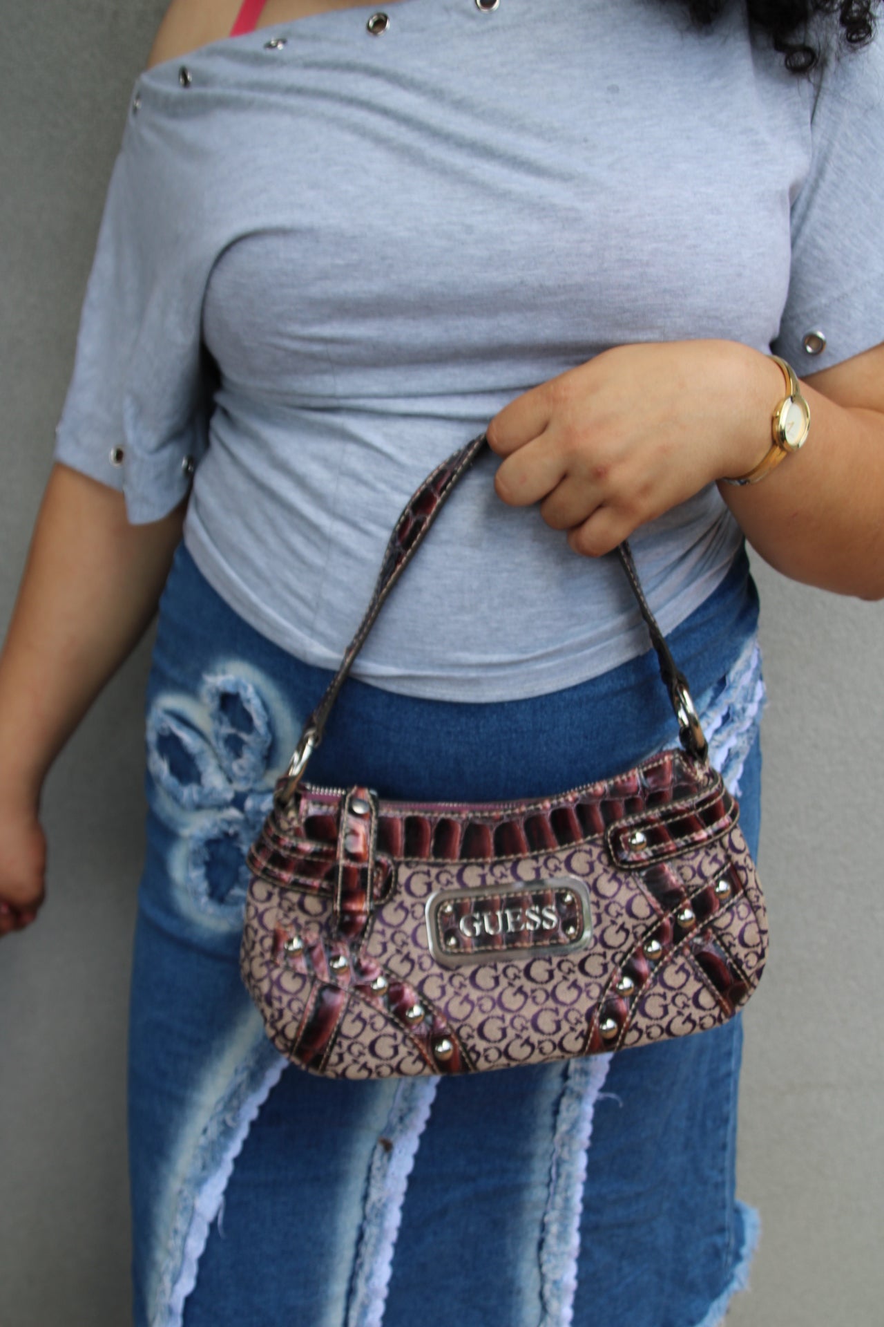 vintage Guess Monogram Shoudler Bag