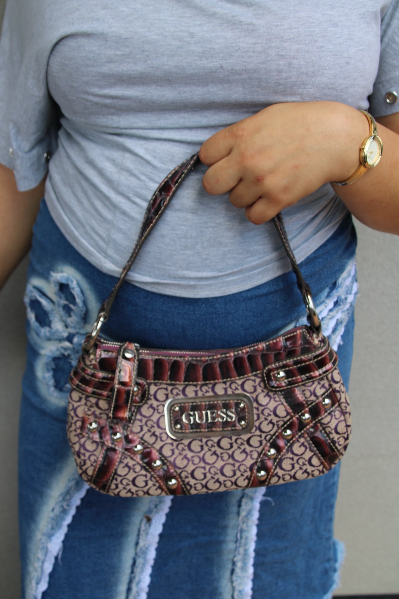 vintage Guess Monogram Shoudler Bag