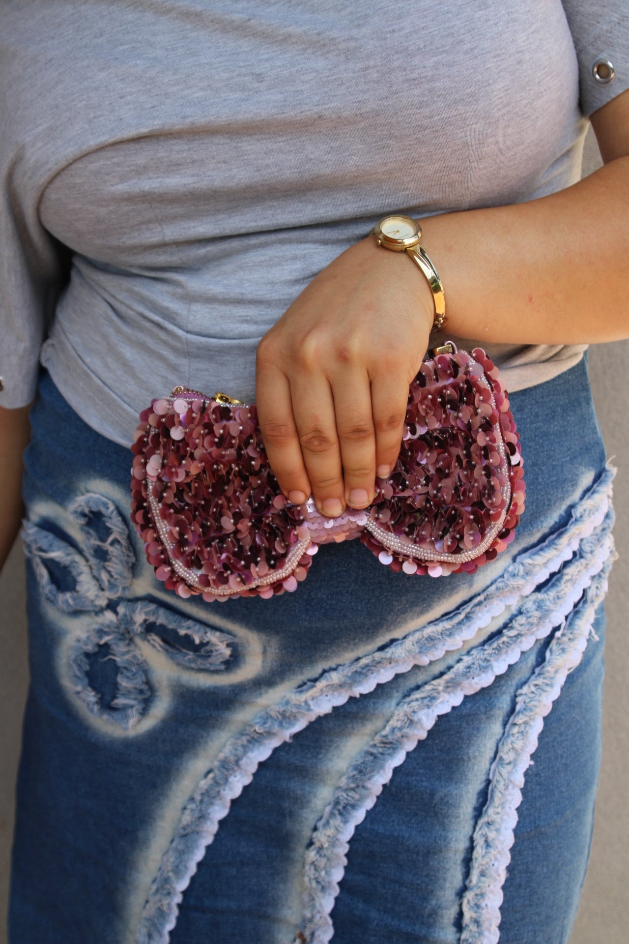 Vintage Sequin Bow Clutch/Crossbody bag