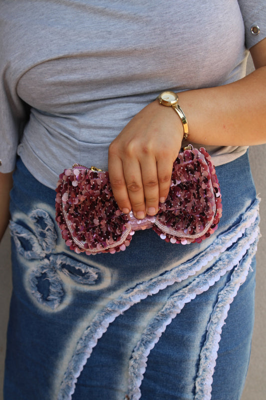 Vintage Sequin Bow Clutch/Crossbody bag