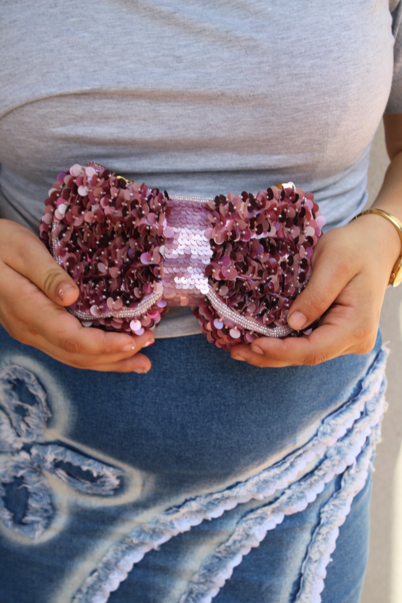 Vintage Sequin Bow Clutch/Crossbody bag