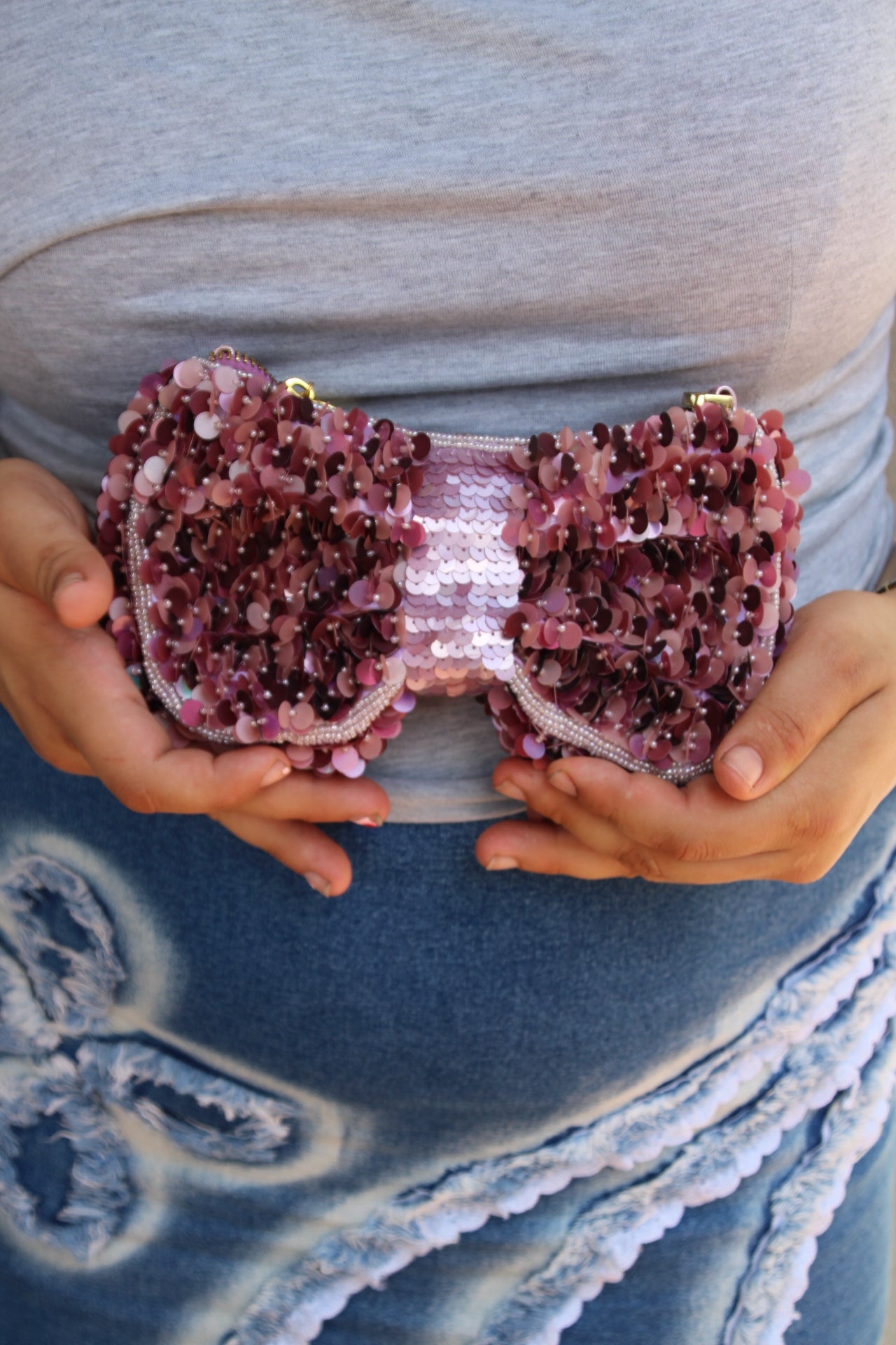 Vintage Sequin Bow Clutch/Crossbody bag