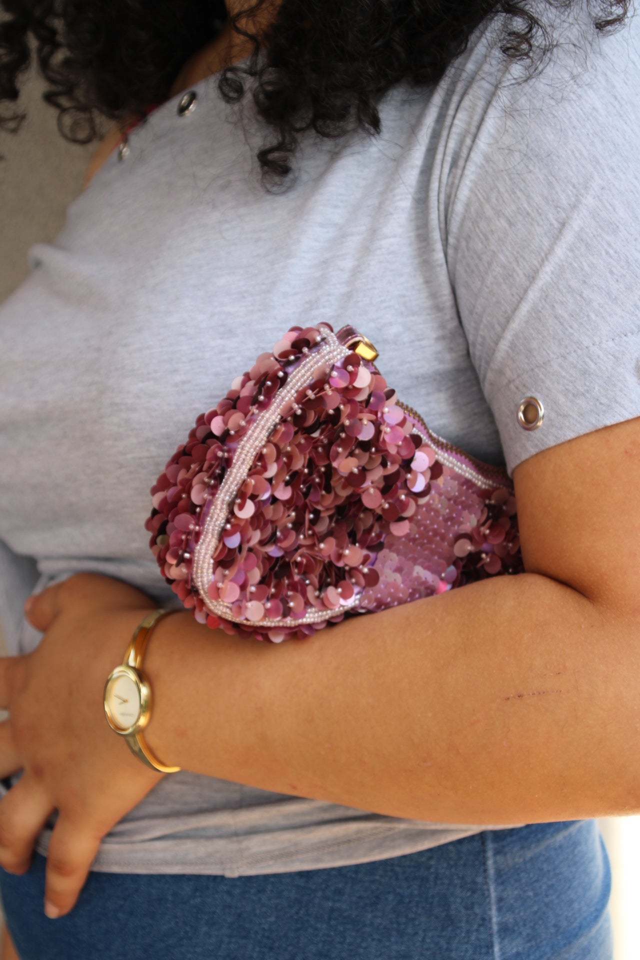 Vintage Sequin Bow Clutch/Crossbody bag